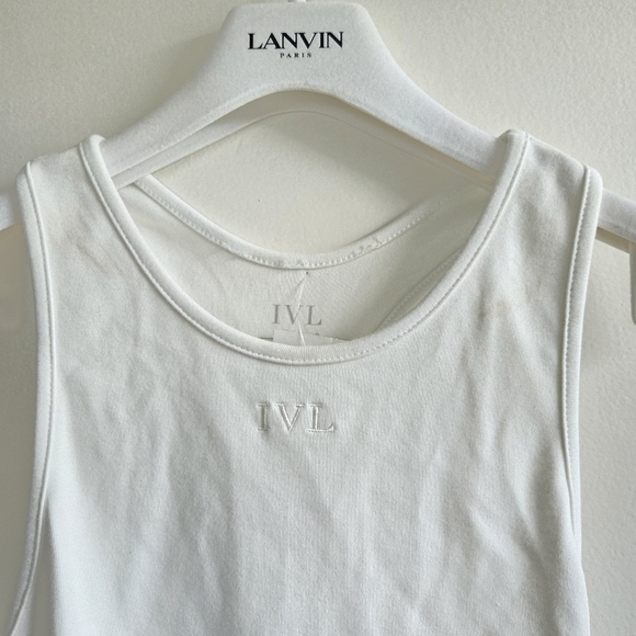 New IVL COLLECTIVE Cotton Jersey Racerback White Tennis Pickleball Mini Dress - Picture 5 of 8